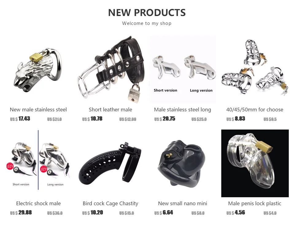 Male penis lock  plastic Chastity device bondage with 5 ring CB6000 cock cage Adult sex toys