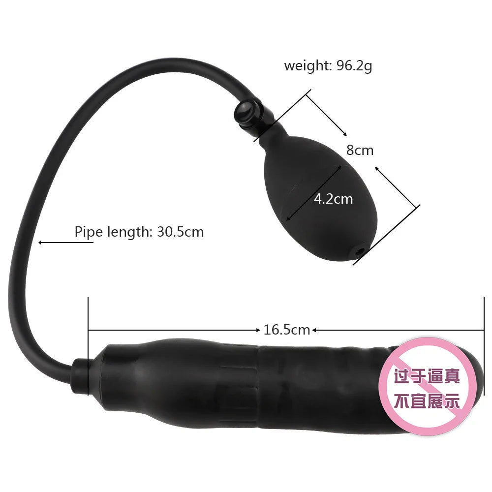 Inflatable Anal Plug Soft Black Pump Up Air-filled Silicone Butt Plug Anal Dilator Anus Massager Sex Toy for Men Woman Gay