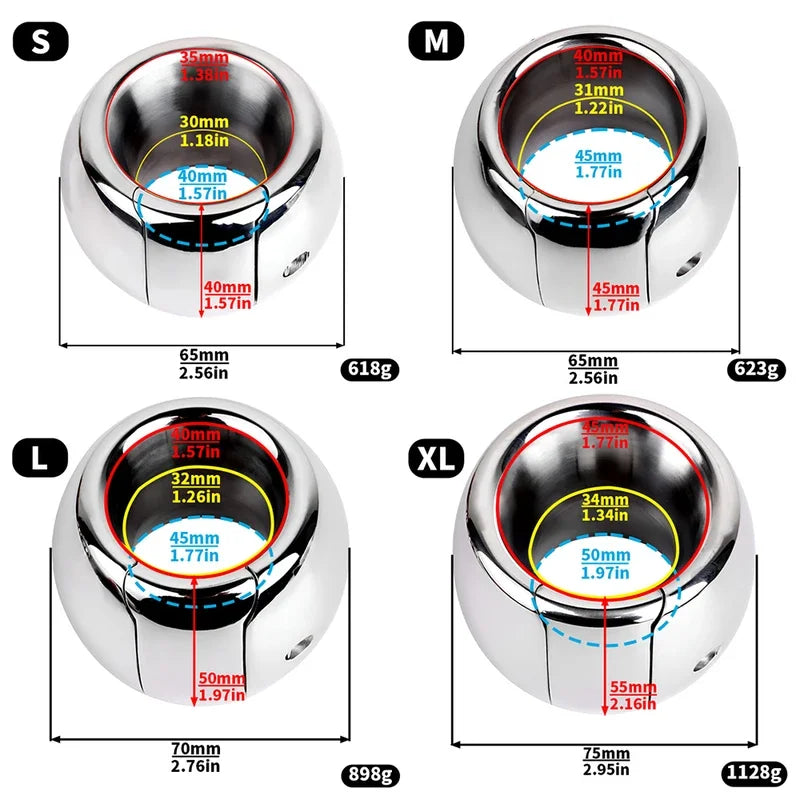 H40-55mm Cock Ring Heavy Penis Rings Male Ball Scytum Stretcher Metal Penis Lock Bondage Cockring Bdsm Sex Toys For Men