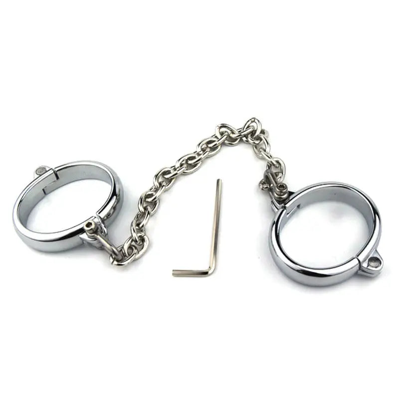 Handcuffs Ankle Cuff Oval Type Metal Bondage Lock BDSM  Wear With Chain Bondage Harness Sex Games Slave Toys For Woman Men