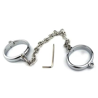 Handcuffs Ankle Cuff Oval Type Metal Bondage Lock BDSM  Wear With Chain Bondage Harness Sex Games Slave Toys For Woman Men