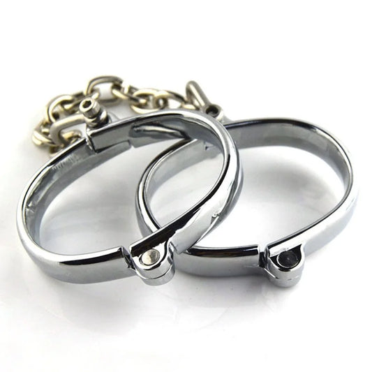Handcuffs Ankle Cuff Oval Type Metal Bondage Lock BDSM  Wear With Chain Bondage Harness Sex Games Slave Toys For Woman Men