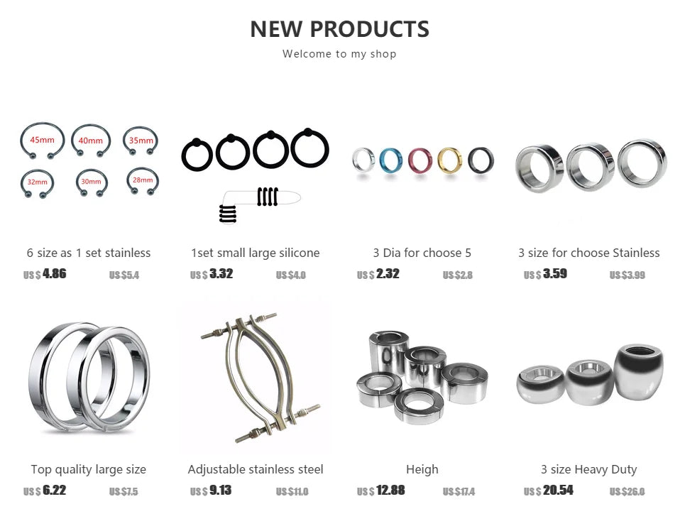 Size 1.75" Metal Stainless Sexy Slave Quality  Penis Rings Cock Loops Male Delay Ejaculation Prevent Impotence Adult Toy