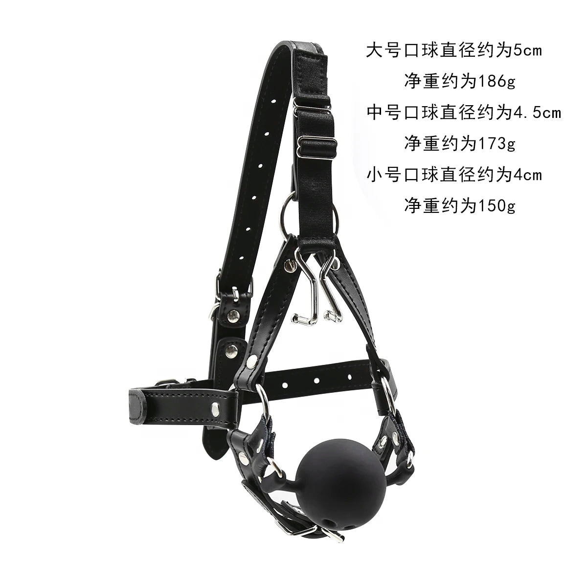 Head Harness with Nose Hook Ball Gag Restraint Silicone Open Mouth Gag Erotic Sex Toys Adult Games Products BDSM for couple