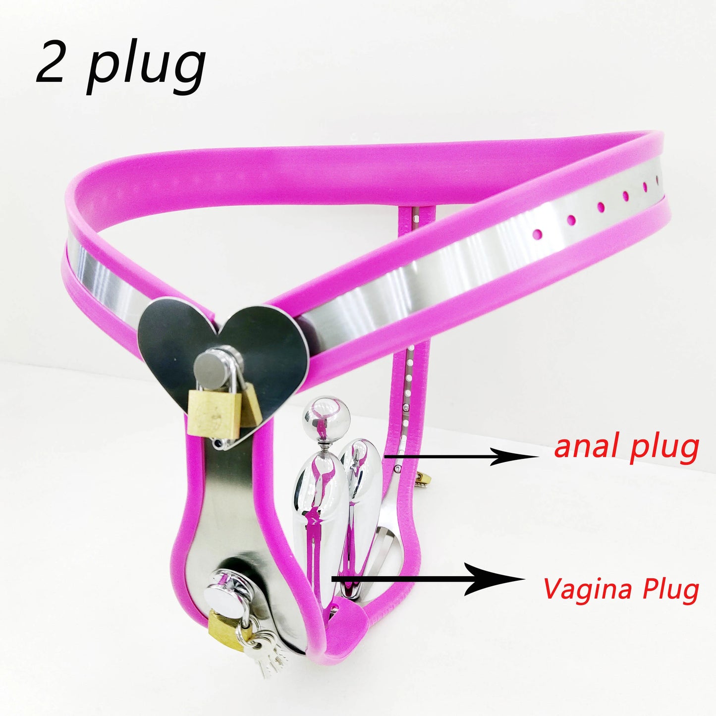 Heart Type Female Chastity Belt Panties BDSM Bondage Metal Chastity Device with Anal Vagina Plug Invisible Sex Toys for Woman
