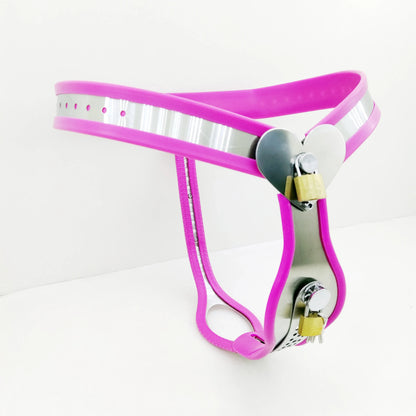 Heart Type Female Chastity Belt Panties BDSM Bondage Metal Chastity Device with Anal Vagina Plug Invisible Sex Toys for Woman