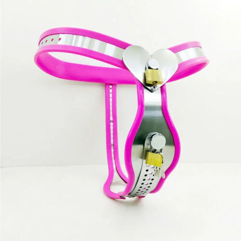 Heart Type Female Chastity Belt Panties BDSM Bondage Metal Chastity Device with Anal Vagina Plug Invisible Sex Toys for Woman