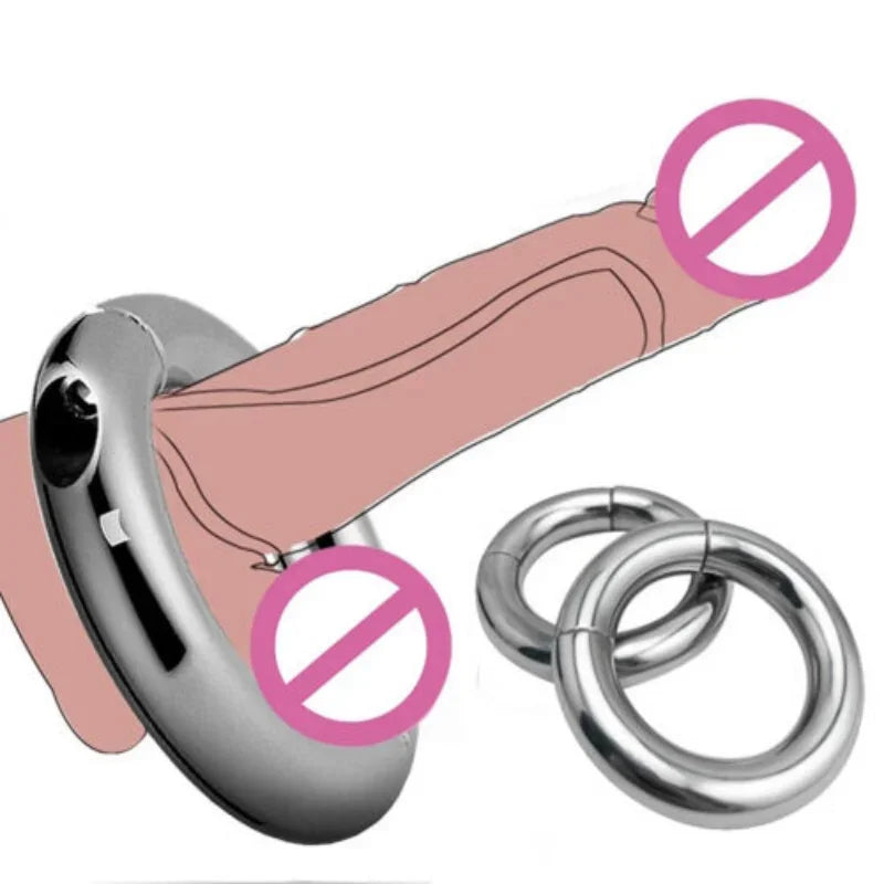 Heavy Male Magnetic Ball Stretcher Metal Penis Cock Ring Lock BDSM Delay Ejaculation Rings BDSM Sex Toy for Men Chastity Device