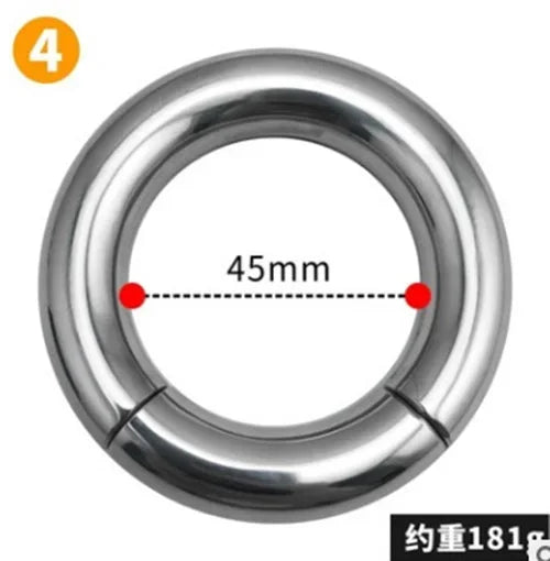 Heavy Male Magnetic Ball Stretcher Metal Penis Cock Ring Lock BDSM Delay Ejaculation Rings BDSM Sex Toy for Men Chastity Device