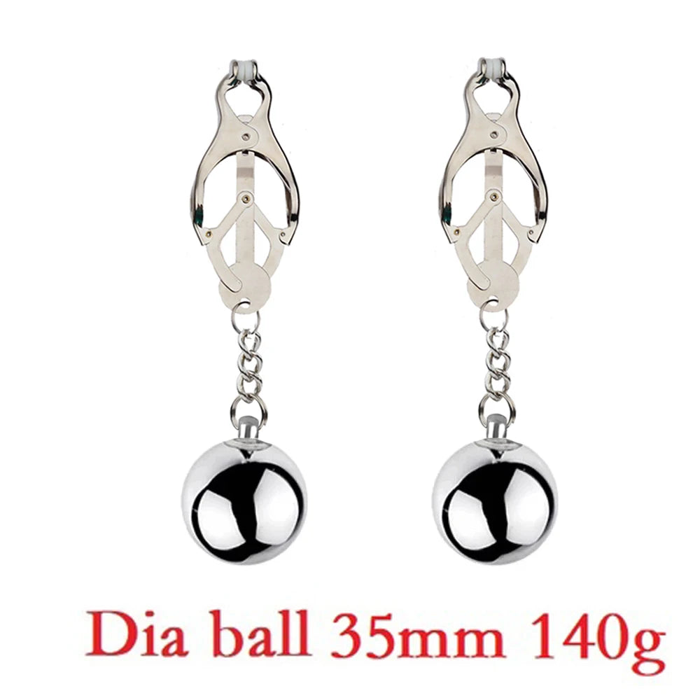 Heavy Nipple Clamp Clips Weight Slave Stimulator Metal Nipple Clips With Ball Weight Breast Bondage Restraint Sex Toy Woman