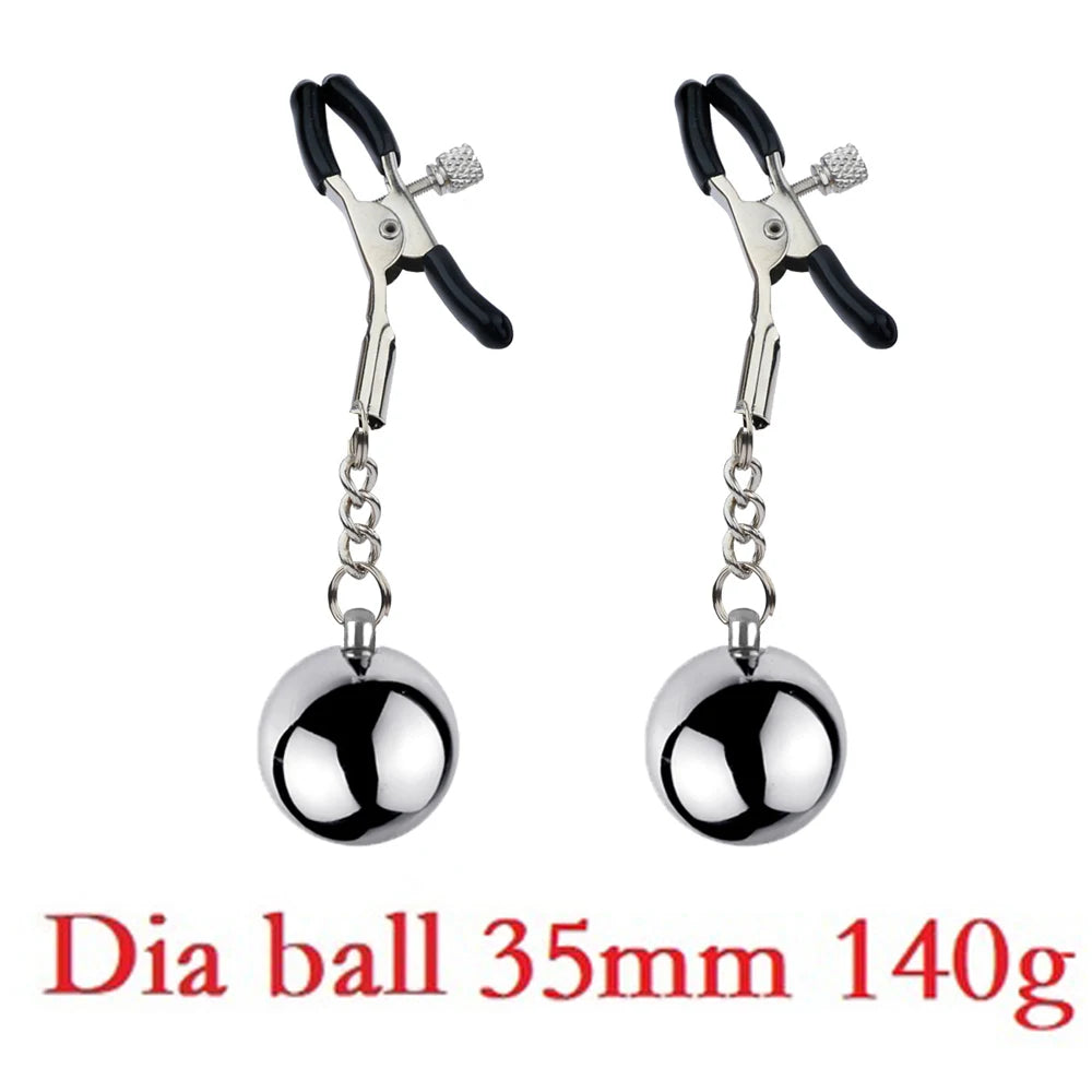 Heavy Nipple Clamp Clips Weight Slave Stimulator Metal Nipple Clips With Ball Weight Breast Bondage Restraint Sex Toy Woman