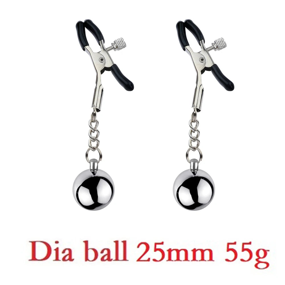 Heavy Nipple Clamp Clips Weight Slave Stimulator Metal Nipple Clips With Ball Weight Breast Bondage Restraint Sex Toy Woman