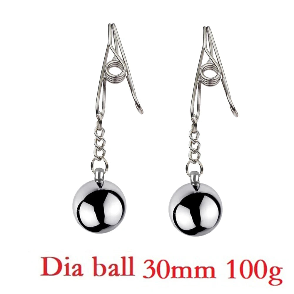 Heavy Nipple Clamp Clips Weight Slave Stimulator Metal Nipple Clips With Ball Weight Breast Bondage Restraint Sex Toy Woman