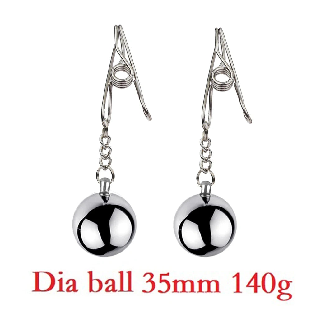 Heavy Nipple Clamp Clips Weight Slave Stimulator Metal Nipple Clips With Ball Weight Breast Bondage Restraint Sex Toy Woman