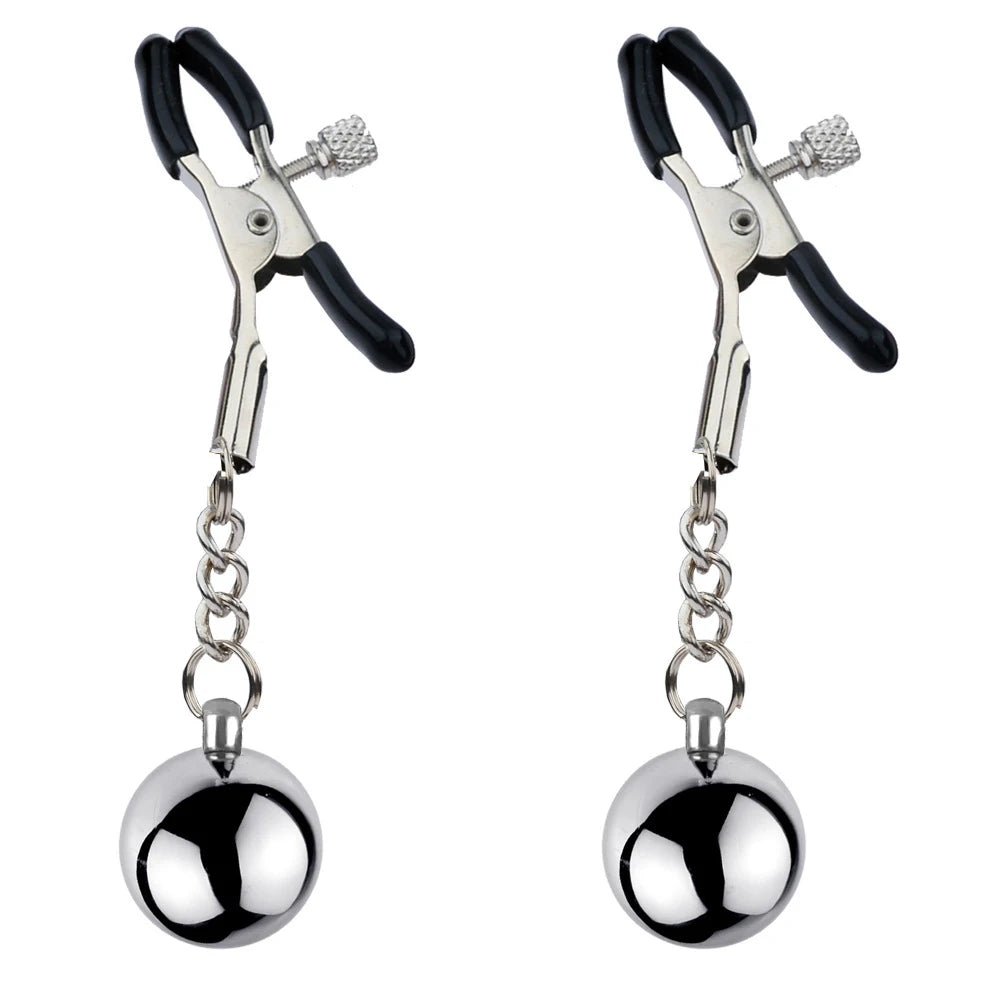 Heavy Nipple Clamp Clips Weight Slave Stimulator Metal Nipple Clips With Ball Weight Breast Bondage Restraint Sex Toy Woman