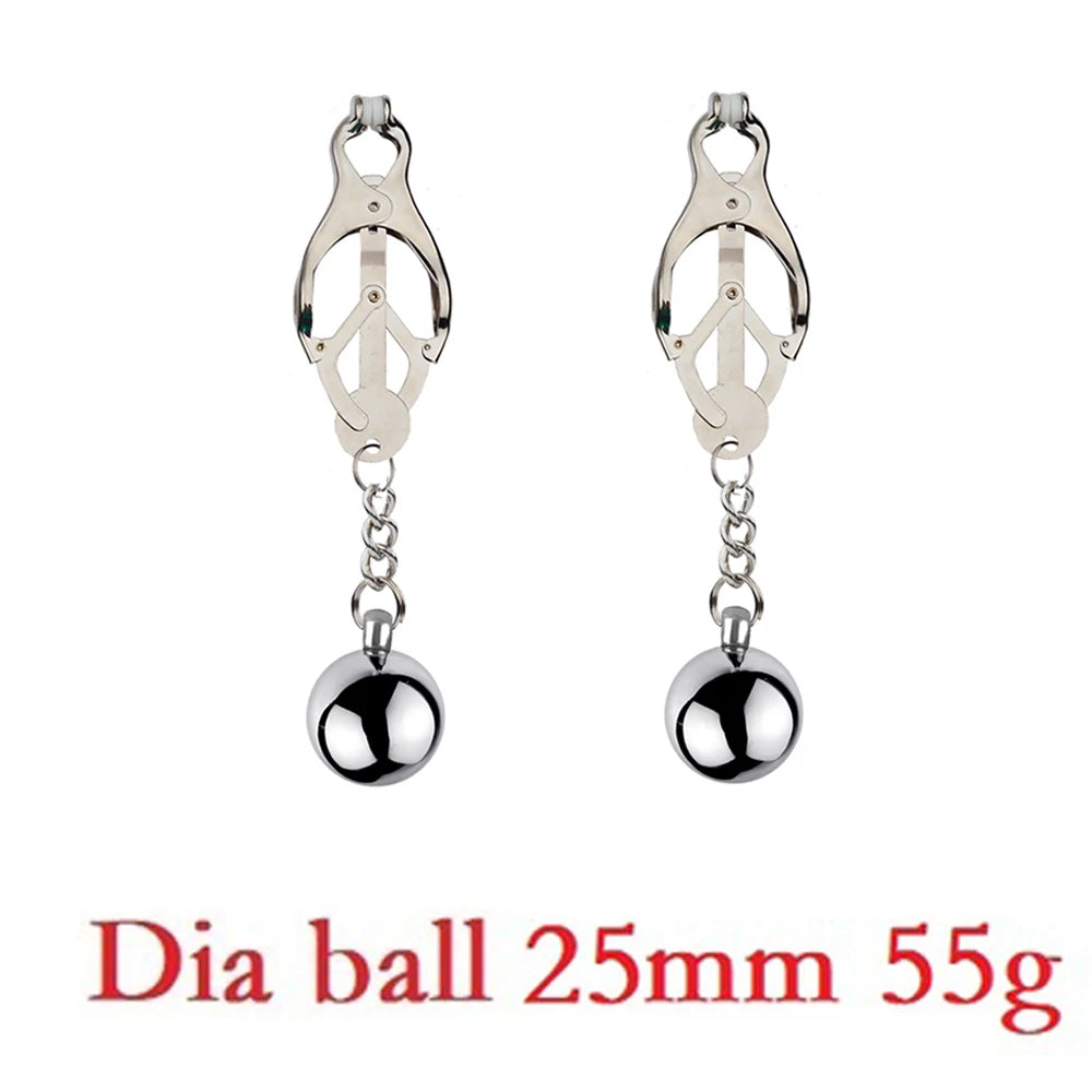 Heavy Nipple Clamp Clips Weight Slave Stimulator Metal Nipple Clips With Ball Weight Breast Bondage Restraint Sex Toy Woman