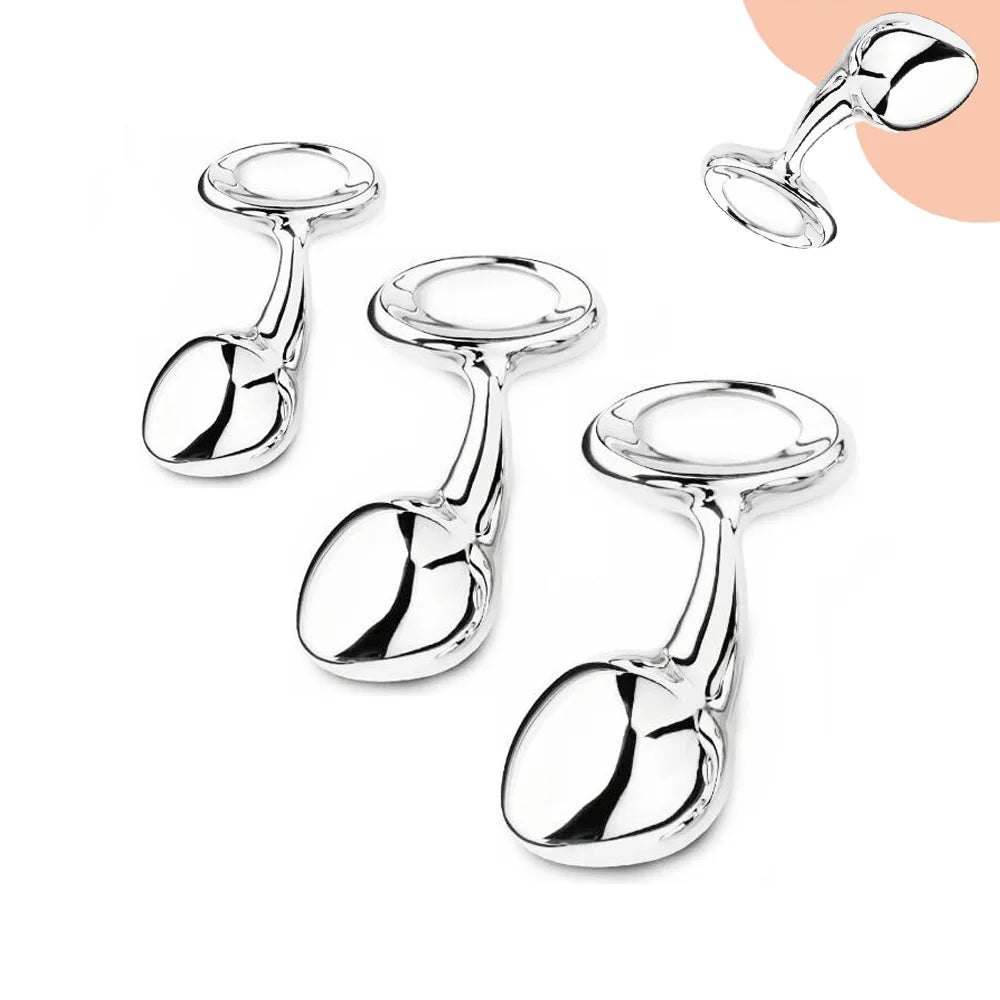 Heavy Stainless Steel Anal Ball Butt Plug Set Small Large Metal Anal Beads Butt Plug Pull Ring Insert Ass Vaginal Sex Toy dildo