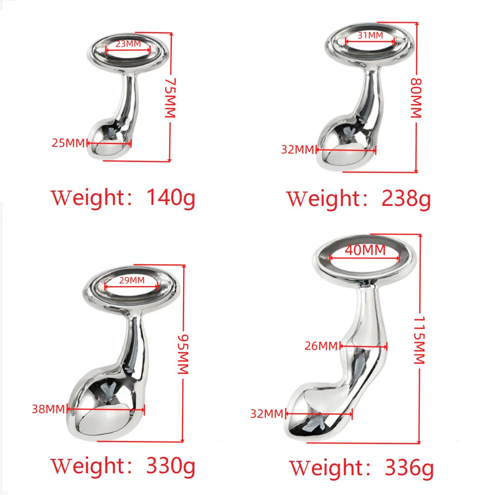 Heavy Stainless Steel Anal Beads Butt Plug Set Small Large Metal Anal Beads Butt Plug Pull Ring Insert Ass Vaginal Sex Toy dildo