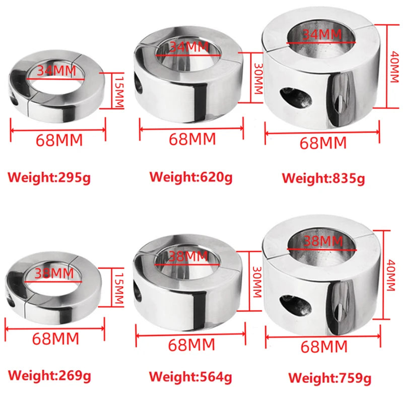 Heavy Stainless Steel Ball Weight Scrotum Stretcher Set Metal Penis Stretcher Cock Ring Lock Pendant Erection Male Sex Toy Man