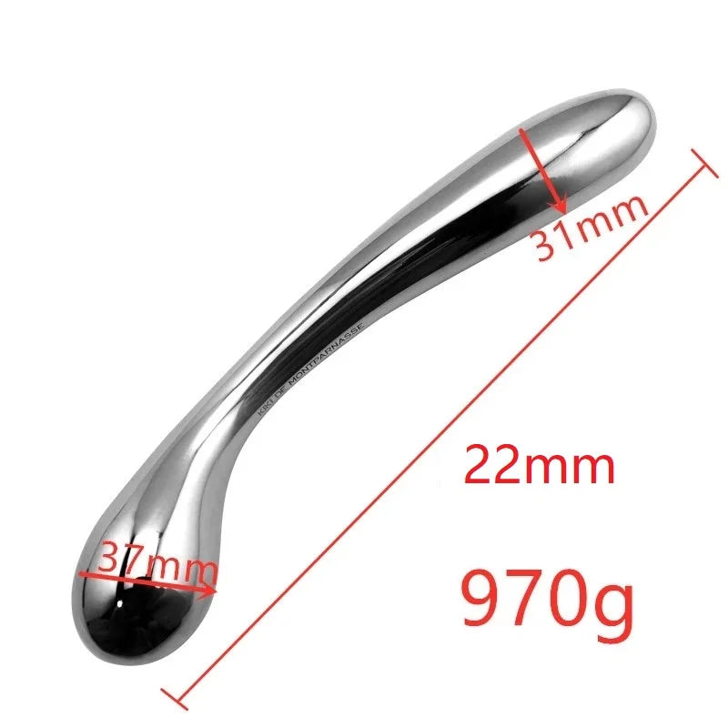 Heavy stainless steel double fake dildo G Spot wand anal beads butt plug metal prostate massager vaginal female sex toy women