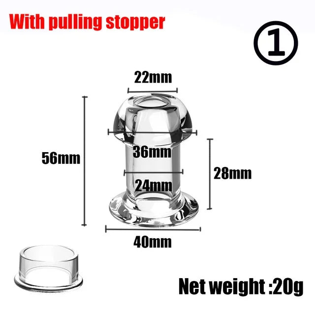 Hollow Speculum Peeking anal beads butt plug with stopper expander tunnel transparent anus dilation adult women men gay