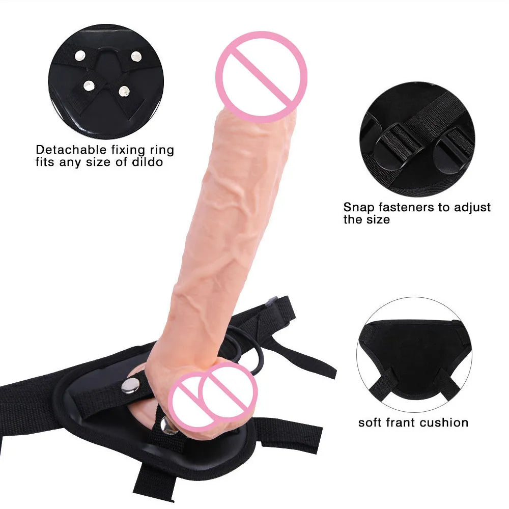 Huge Dildo Strap-on Thick Glans Penis Realistic Dildos Skin Feeling Silicone Big Dick Strapon Erotic Lesbian Adult Sex Product