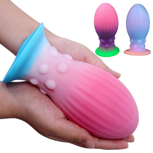 Huge Luminous Anal Plug Soft Egg Butt Plug Big 8cm Anal Dilator Prostate MassageSilicone Buttplug Adult Sex Toy Products