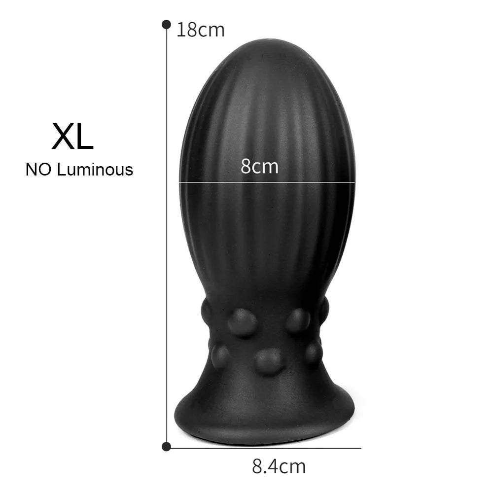 Huge Luminous Anal Plug Soft Egg Butt Plug Big 8cm Anal Dilator Prostate MassageSilicone Buttplug Adult Sex Toy Products