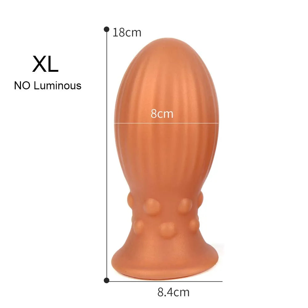 Huge Luminous Anal Plug Soft Egg Butt Plug Big 8cm Anal Dilator Prostate MassageSilicone Buttplug Adult Sex Toy Products