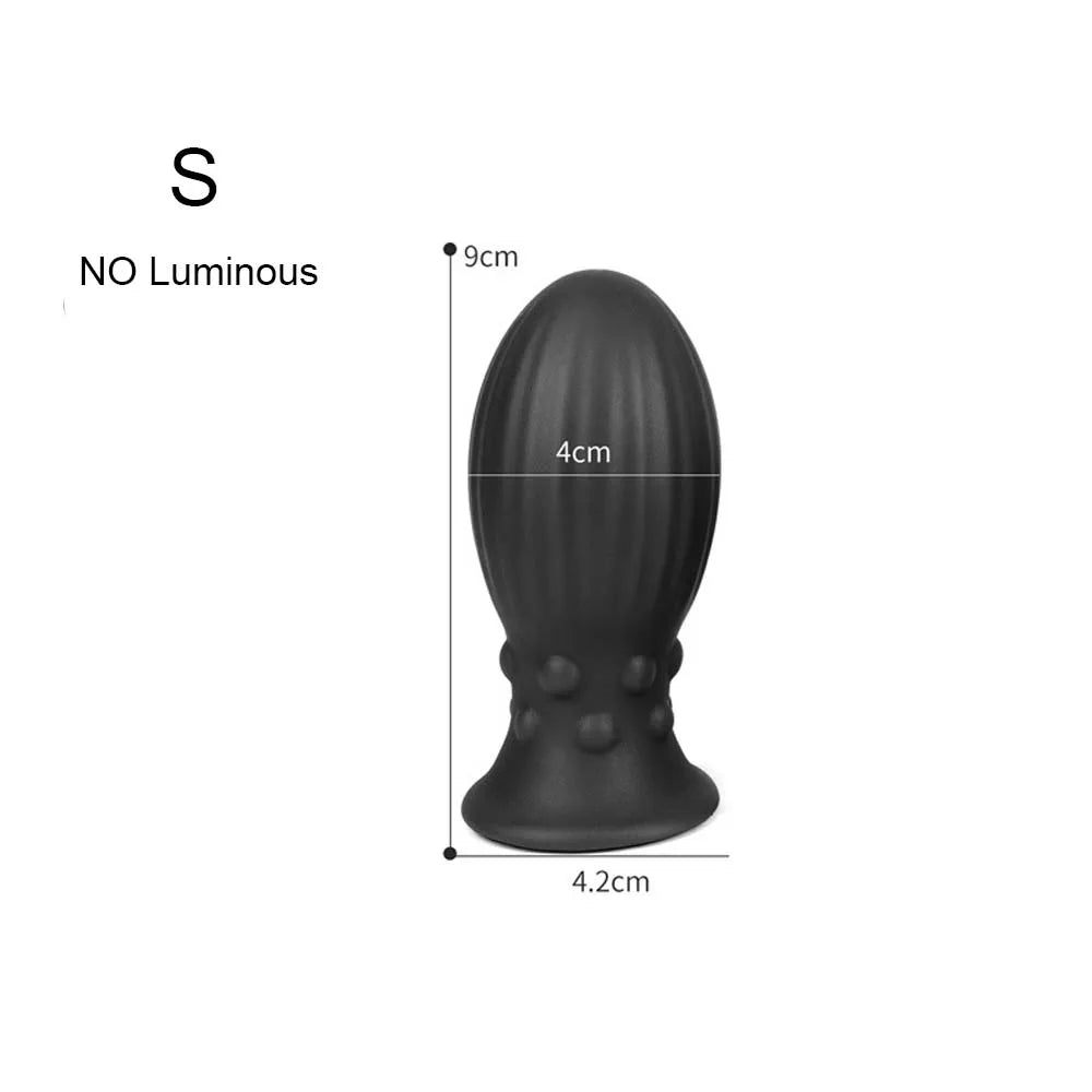 Huge Luminous Anal Plug Soft Egg Butt Plug Big 8cm Anal Dilator Prostate MassageSilicone Buttplug Adult Sex Toy Products