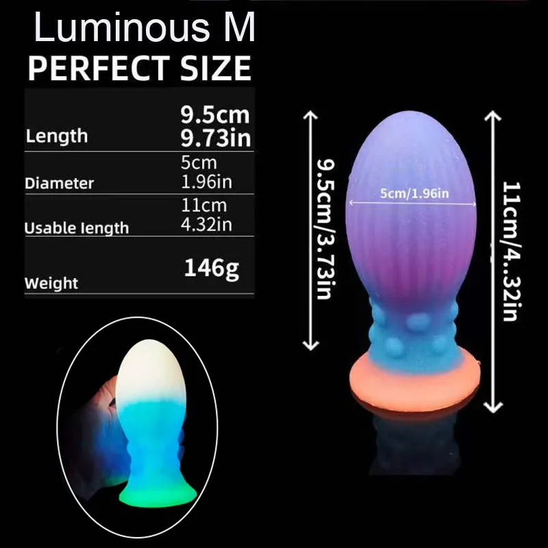 Huge Luminous Anal Plug Soft Egg Butt Plug Big 8cm Anal Dilator Prostate MassageSilicone Buttplug Adult Sex Toy Products