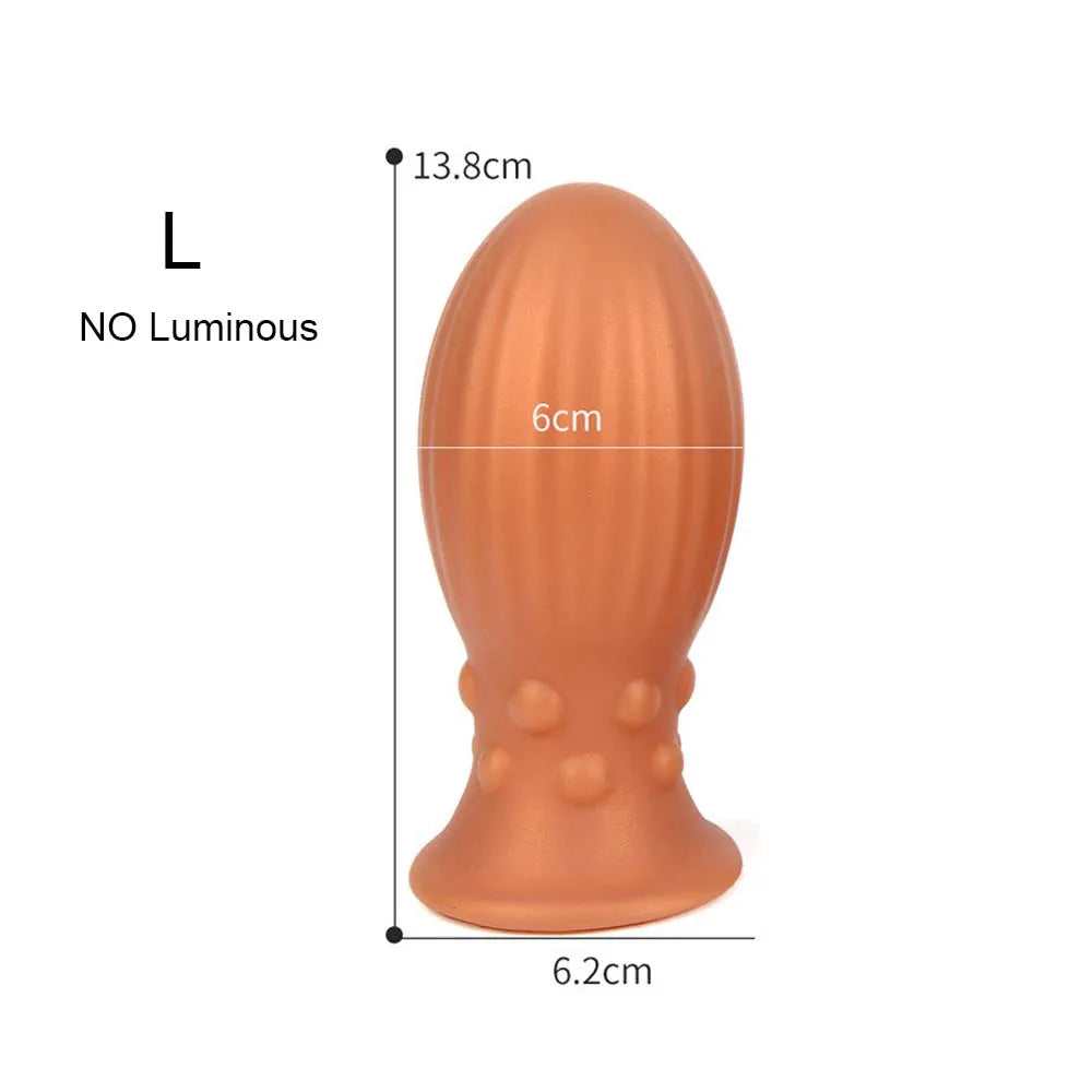 Huge Luminous Anal Plug Soft Egg Butt Plug Big 8cm Anal Dilator Prostate MassageSilicone Buttplug Adult Sex Toy Products