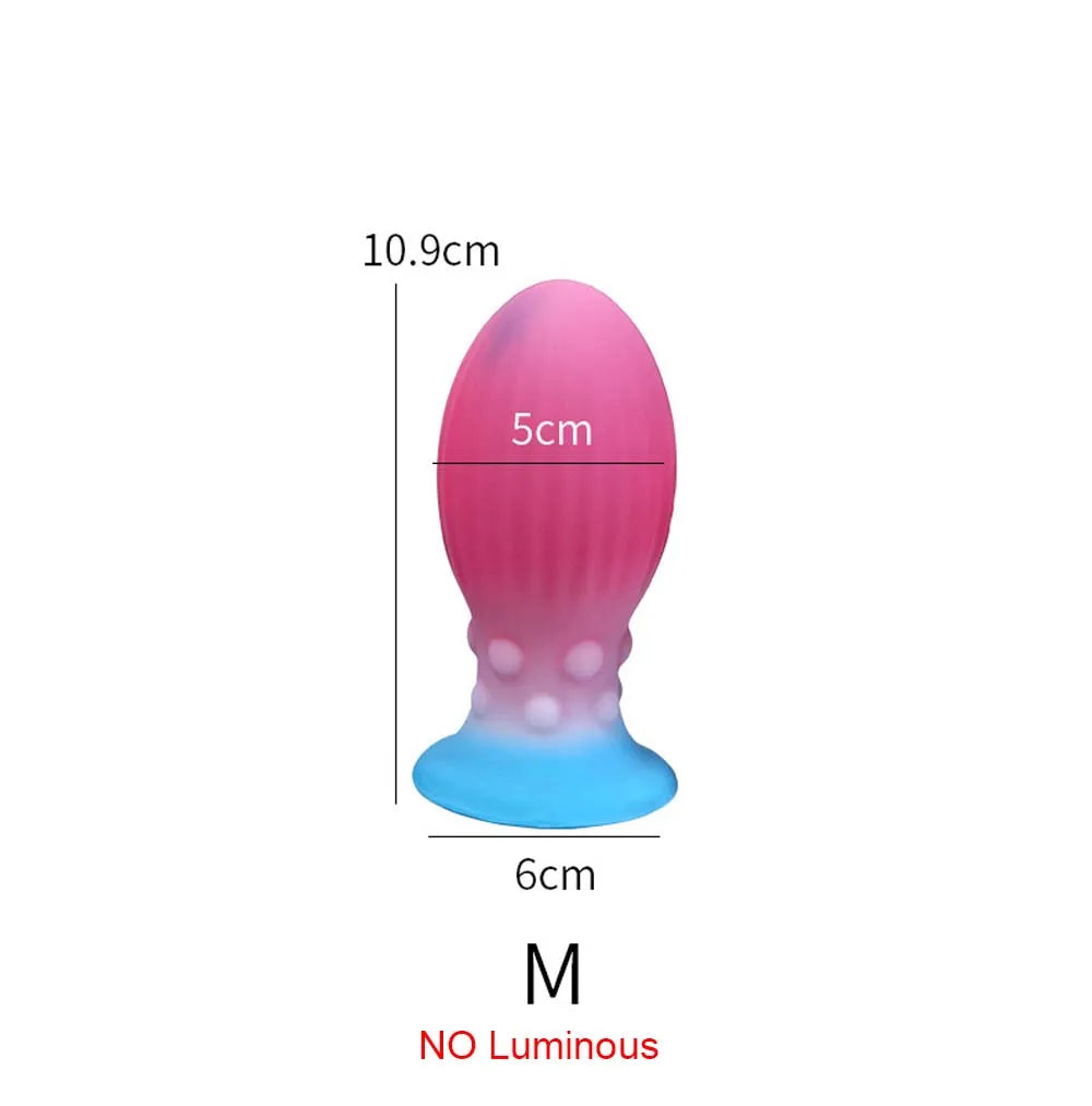 Huge Luminous Anal Plug Soft Egg Butt Plug Big 8cm Anal Dilator Prostate MassageSilicone Buttplug Adult Sex Toy Products