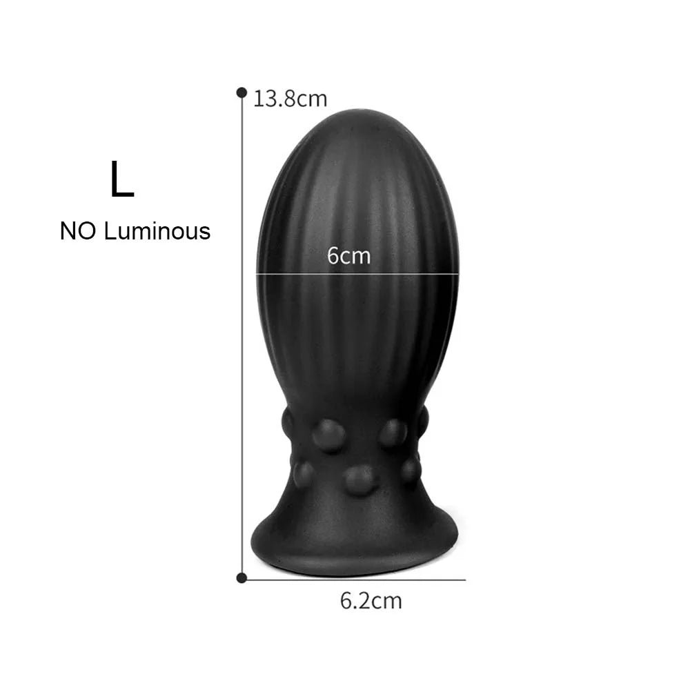 Huge Luminous Anal Plug Soft Egg Butt Plug Big 8cm Anal Dilator Prostate MassageSilicone Buttplug Adult Sex Toy Products