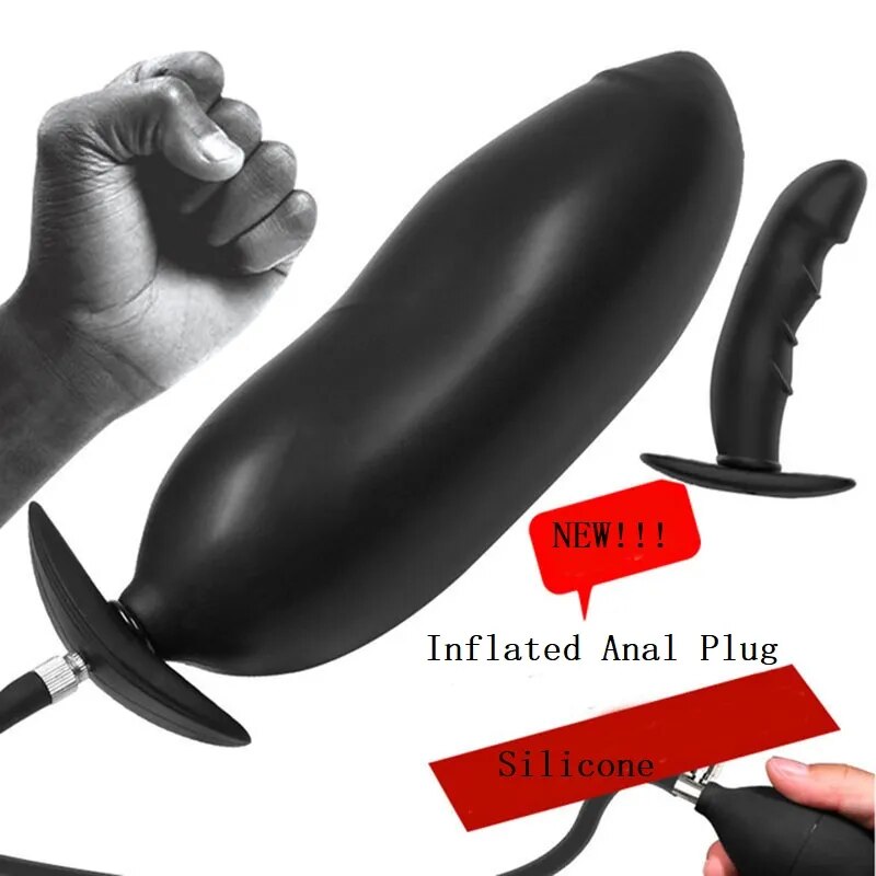 Inflatable Anal Dildo Butt Plug Cock Ring  Pump Huge Dildo Vibrate Bead Prostate  Massager Adult Sex Toys For Women.Men Couples