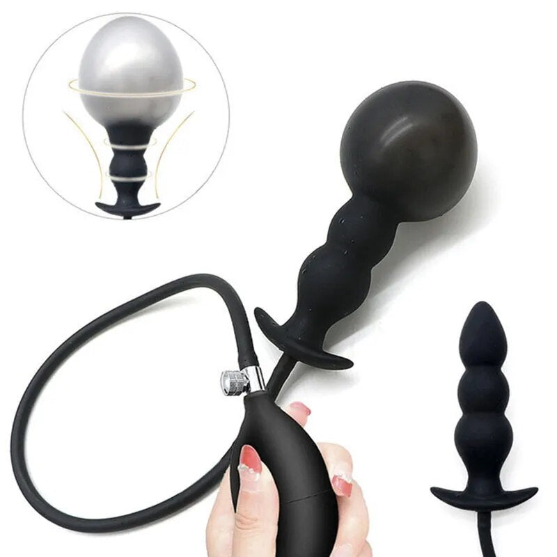 Inflatable Anal Dildo Butt Plug Cock Ring  Pump Huge Dildo Vibrate Bead Prostate  Massager Adult Sex Toys For Women.Men Couples