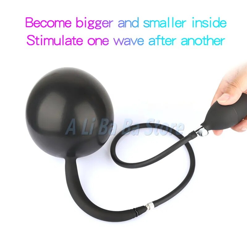 Inflatable Anal Plug Buttplug Tail Dildo Pump Silicone Anus Butt Dilator Prostate Massager with Metal Ball Sex Toy For Woman Men