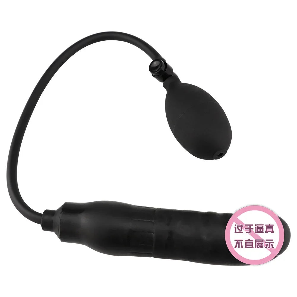 Inflatable Anal Plug Soft Black Pump Up Air-filled Silicone Butt Plug Anal Dilator Anus Massager Sex Toy for Men Woman Gay