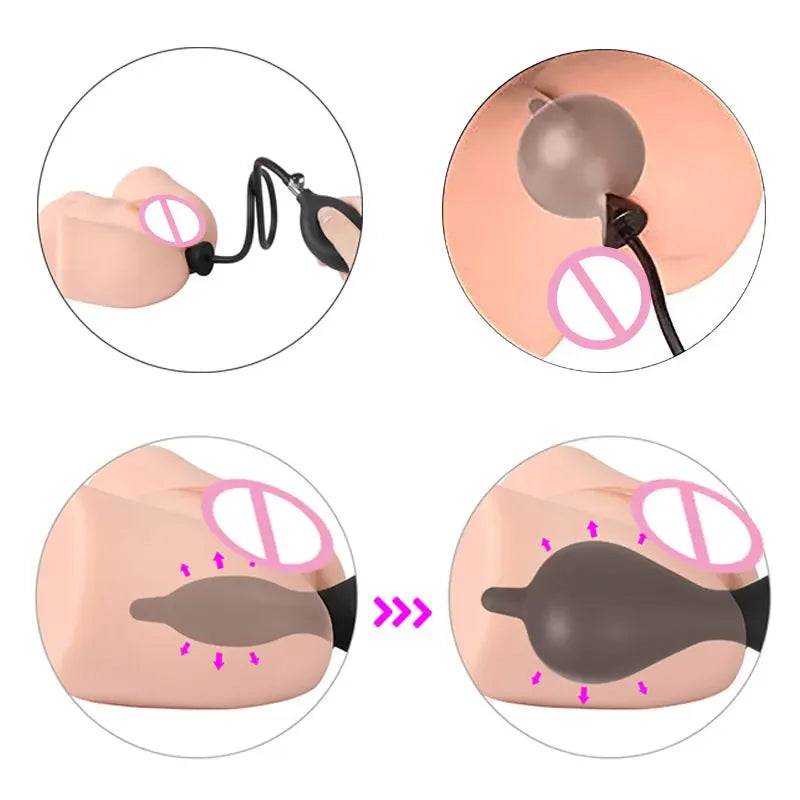 Inflatable Butt Plug Anal Beads Dildo Blow Up Expanding for Women Beginners Trainer Manual Prostate Massager