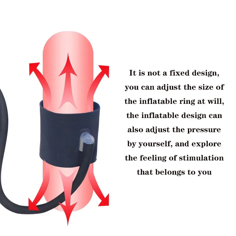 Inflatable Penis Ring Sex Toy Male Enhancement Pump Silicone Pumping Scrotum Sleeve Erection Lock Semen Make Your Penis Exercise