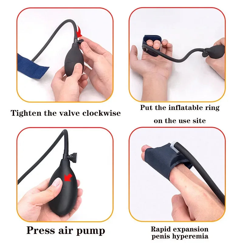 Inflatable Penis Ring Sex Toy Male Enhancement Pump Silicone Pumping Scrotum Sleeve Erection Lock Semen Make Your Penis Exercise