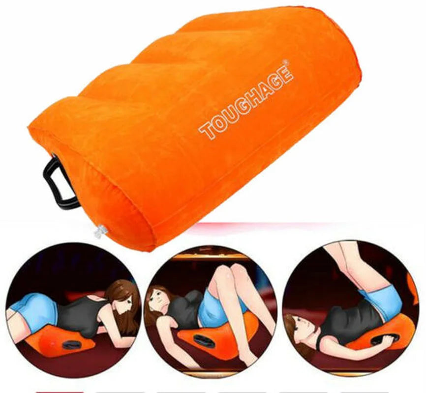 Inflatable Sex Pillow Adult Game Triangle Orange Wedge Pillow Flocking Sex Toys For Couples Sex Aid Position Cushion Furniture