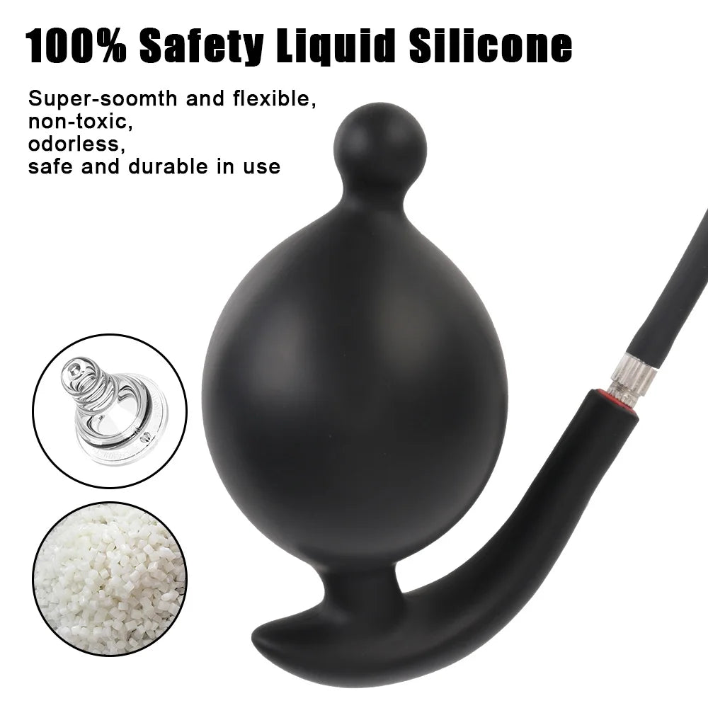 Inflatable Silicone Anal Plug Butt Dilator Dildos Vaginal Expandsion Trainer Anus Sex Toys Tools for Couples Gay Erotic Products