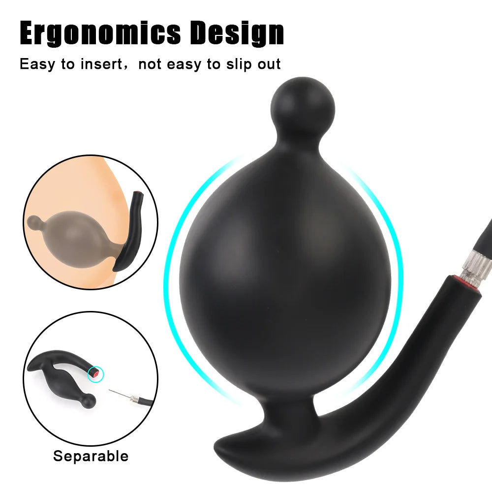 Inflatable Silicone Anal Plug Butt Dilator Dildos Vaginal Expandsion Trainer Anus Sex Toys Tools for Couples Gay Erotic Products