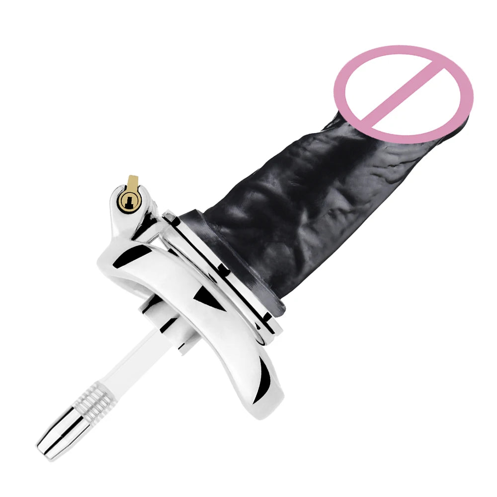 Inverted Urethral Chastity Cage Device요도 스트레칭withSkin Color Dildo Head for Couple콕링BDSM Play Sissy Penis Rings Intimate Products