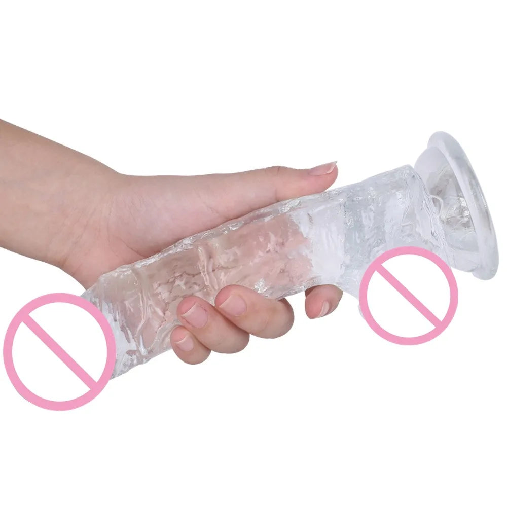 Jelly Dildo Vagina Anal Sex Toys 4 Sizes Transparent Realistic Soft Fake Penis Sucker Dildo Butt Plug Sex Toys for Woman Men