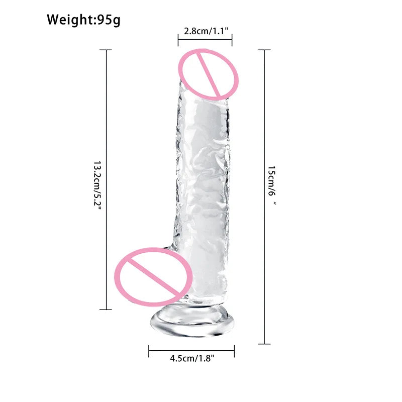 Jelly Dildo Vagina Anal Sex Toys 4 Sizes Transparent Realistic Soft Fake Penis Sucker Dildo Butt Plug Sex Toys for Woman Men