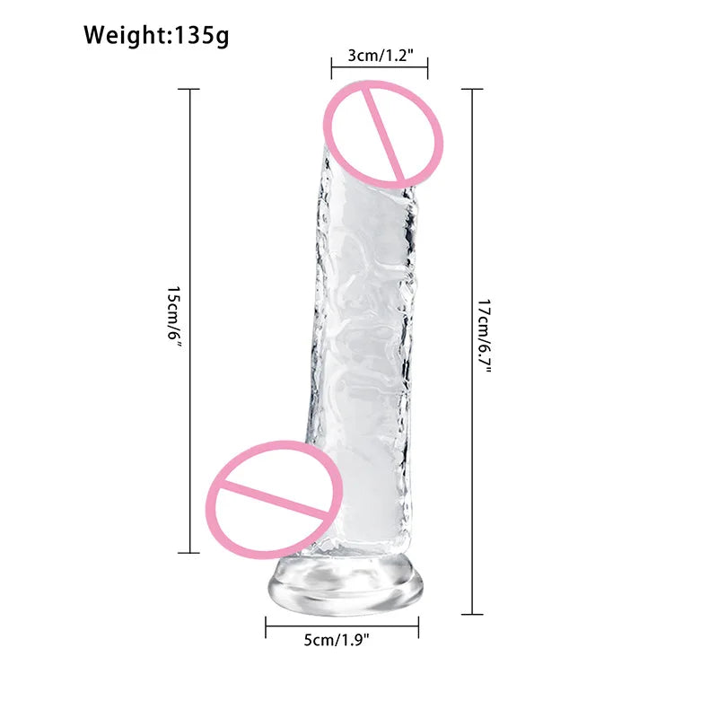 Jelly Dildo Vagina Anal Sex Toys 4 Sizes Transparent Realistic Soft Fake Penis Sucker Dildo Butt Plug Sex Toys for Woman Men