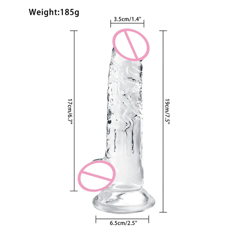 Jelly Dildo Vagina Anal Sex Toys 4 Sizes Transparent Realistic Soft Fake Penis Sucker Dildo Butt Plug Sex Toys for Woman Men