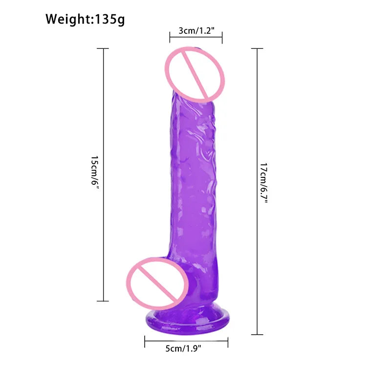 Jelly Dildo Vagina Anal Sex Toys 4 Sizes Transparent Realistic Soft Fake Penis Sucker Dildo Butt Plug Sex Toys for Woman Men